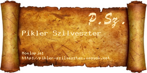 Pikler Szilveszter névjegykártya